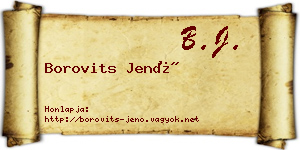 Borovits Jenő névjegykártya